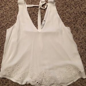 NWOT Lush tank blouse w crochet detail & back tie